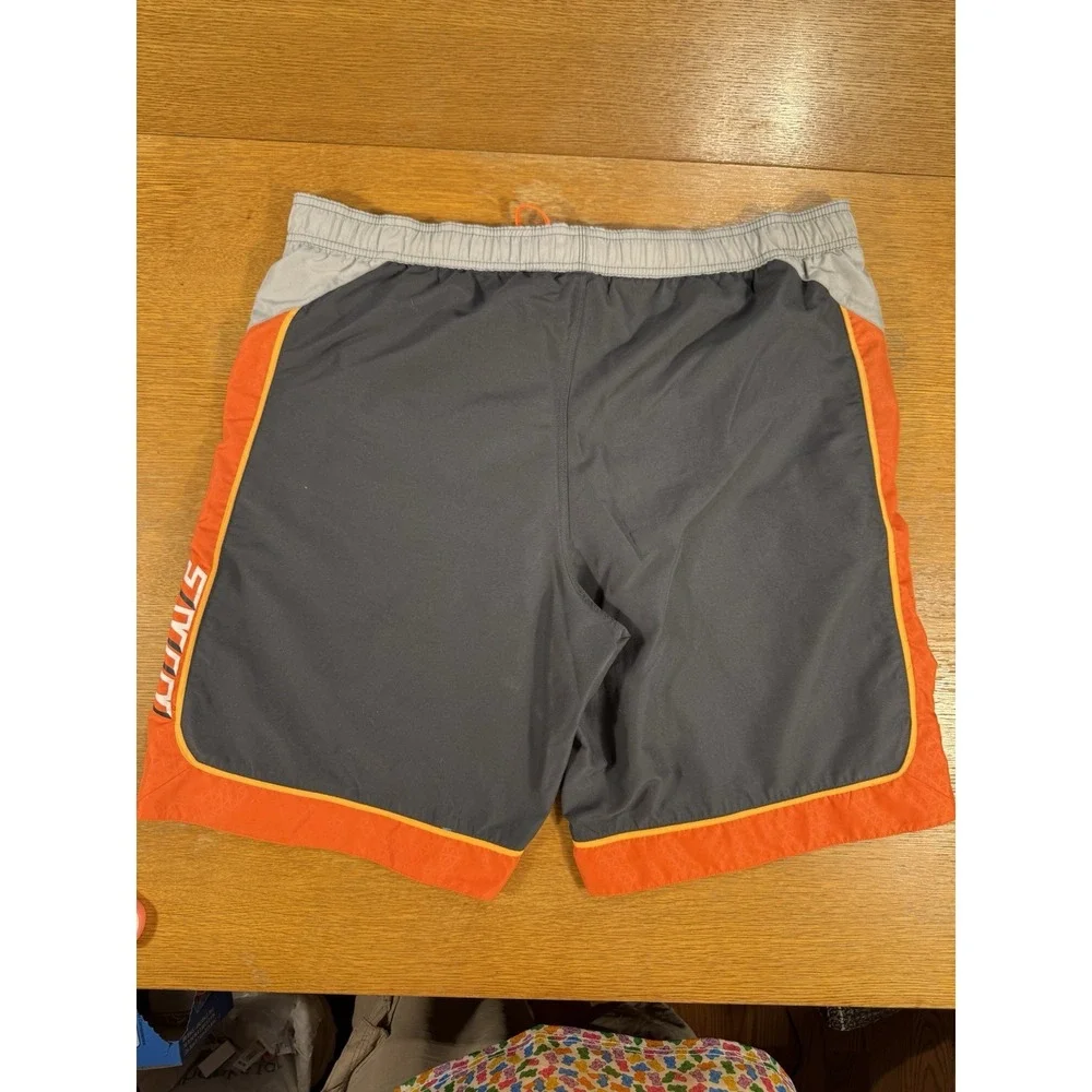 Nike Swim Trunks Men's Large Gray Orange Mesh Lined Board Shorts‎ Drawstring